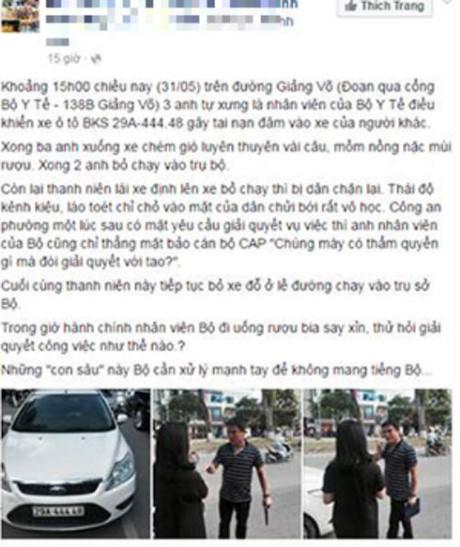 Kỷ luật cán bộ Bộ Y tế thách thức CA sau va chạm giao thông - 1