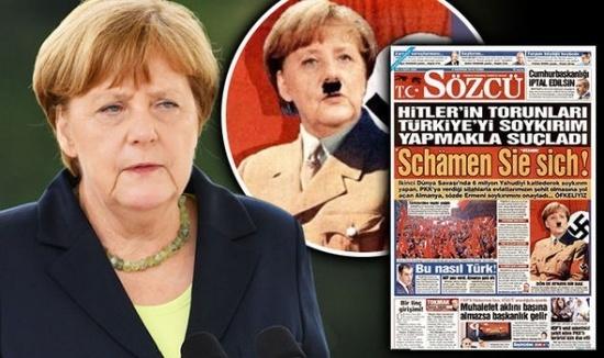 Thổ Nhĩ Kỳ chế hình bà Angela Merkel giống trùm Phát xít Hitler - 0