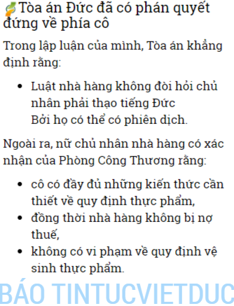 toa an duc bac bo pha quyet dong cua nha hang viet