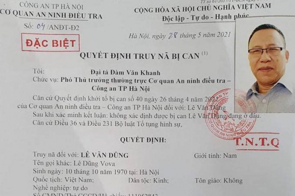 1 Cong An Ha Noi Ra Lenh Truy Na Dac Biet Le Dung Vova