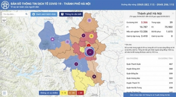 1 Ban Do Dich Te Covid 19 Ha Noi Giup Nguoi Dan Xac Dinh Vung Do Vung Xanh