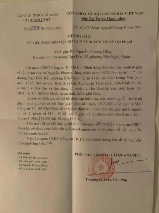 2 Phuc Hoi Dieu Tra Vu Ba Nguyen Phuong Hang To Than Y Vo Hoang Yen Lua Dao