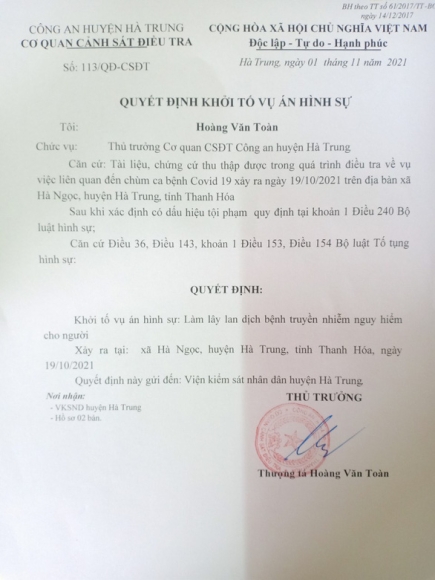 1 Khoi To Vu An Lien Quan Nguoi Tu Vung Dich Ve Khong Khai Bao Lam Lay Lan Dich
