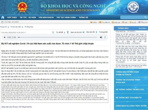 1 Bo Khcn Thua Nhan Sai Sot Dua Tin Who Chap Thuan Kit Test Cua Cong Ty Viet A