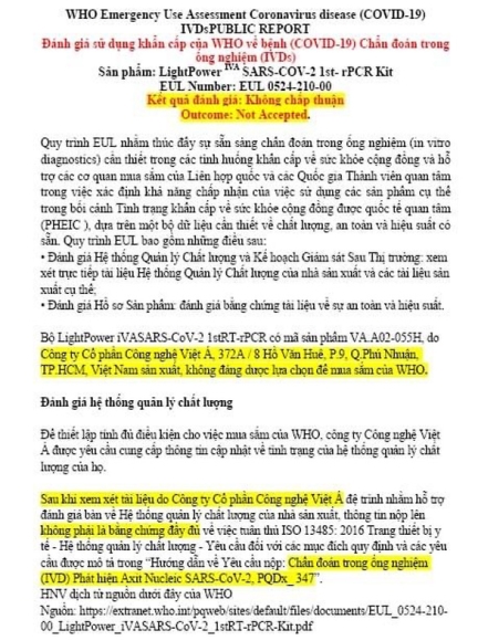 4 Bo Khoa Hoc   Cong Nghe Go Tin Bo Kit Test Covid 19 Cua Viet Nam Duoc Who Chap Thuan