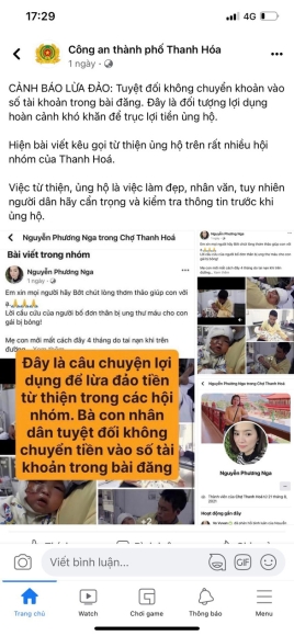 1 Cong An Thanh Hoa Canh Bao Lua Dao Tu Viec Keu Goi Ung Ho Tu Thien Qua Mang Xa Hoi