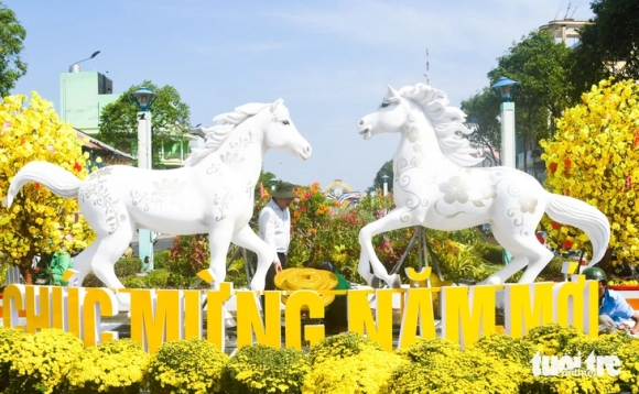 Ấn tượng cặp bạch mã vui tươi nghinh xuân ở Hà Tiên