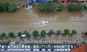 Ô-tô chất đống sau lũ lụt Trung Quốc: Khó về Việt Nam
