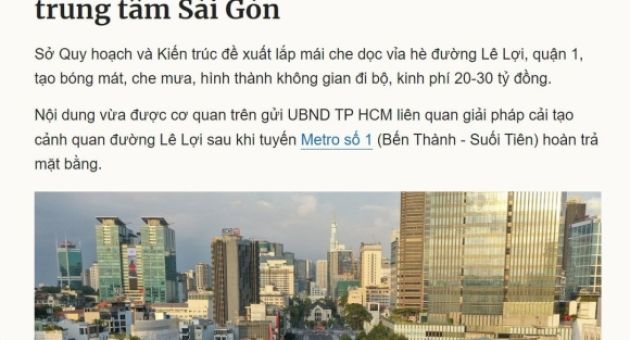 Đề xuất ngớ ngẩn: Lắp mái che chống nắng đường trung tâm Sài Gòn!
