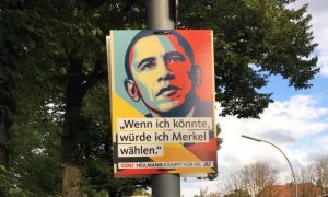 Obama xuất hiện trên áp phích tranh cử thủ tướng ở Đức