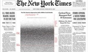 Nửa triệu chấm đen tang tóc trên trang nhất New York Times