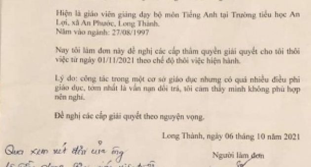 Thầy giáo xin nghỉ việc vì môi trường 'phi giáo dục'