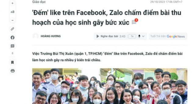 Đếm 'like' chấm điểm bài ngoại khóa: Đừng để sa đà