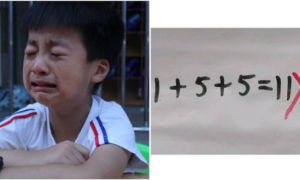 Con làm phép tính ‘1 + 5 + 5 = 11’ bị cô giáo gạch đỏ, bố tưởng cô chấm nhầm,...