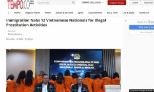 Nhà chức trách Indonesia bắt giữ 12 phụ nữ Việt hành nghề mại dâm bất hợp pháp.