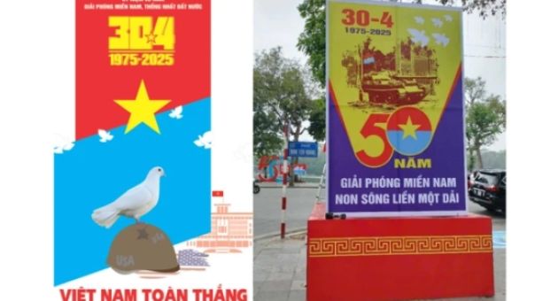 Hà Nội gỡ áp phích có hình ảnh chim bồ câu đứng trên mũ lính Mỹ